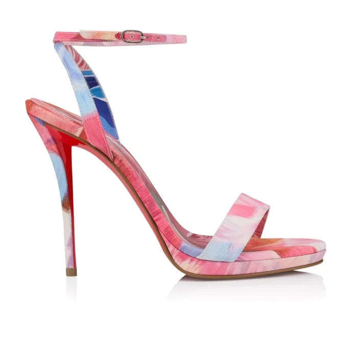 Miss Z Sandal Queen – 120 mm Riemchensandalen – Chinesischer Stoff mit Pfingstrosenprint – Mehrfarbig – Damen