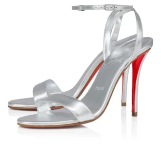 Miss Z Sandale – 100 mm Riemchensandalen – Lamm-Nappaleder – Silber – Damen