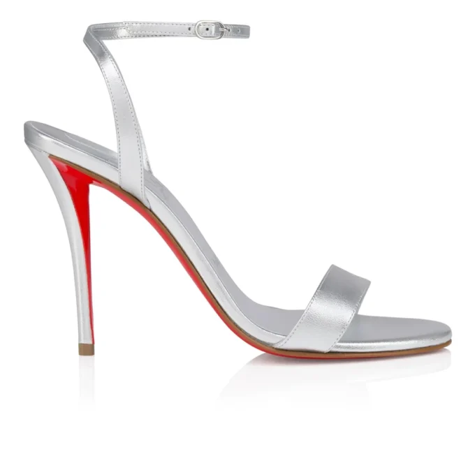 Miss Z Sandale – 100 mm Riemchensandalen – Lamm-Nappaleder – Silber – Damen