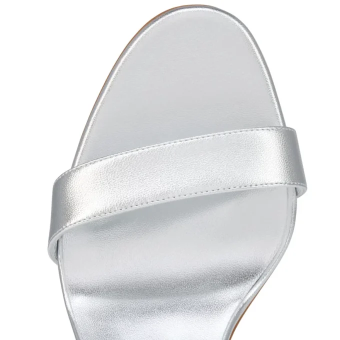 Miss Z Sandale – 100 mm Riemchensandalen – Lamm-Nappaleder – Silber – Damen