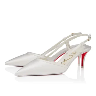Miss Z Sling – 60-mm-Slingback-Pumps – Krepp-Satin – Elfenbein – Damen