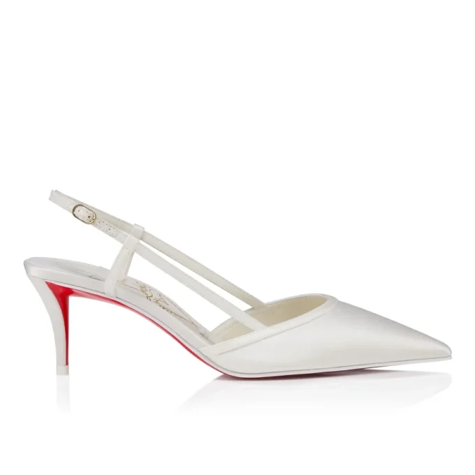 Miss Z Sling – 60-mm-Slingback-Pumps – Krepp-Satin – Elfenbein – Damen
