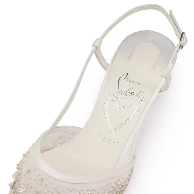 Miss Z Sling Sparkling – 60-mm-Slingback-Pumps – Mesh und Strass – Version Ivory – Damen