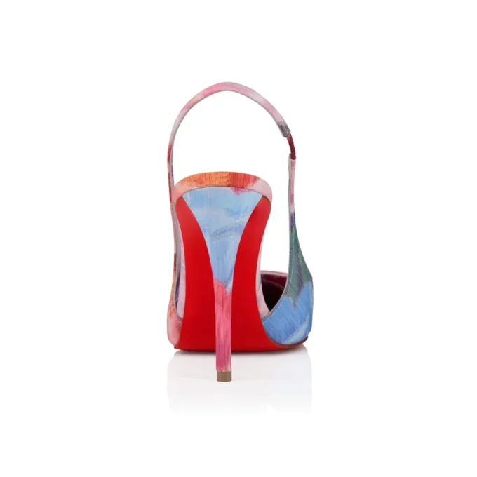 Miss Z Slingback – 100-mm-Slingback-Pumps – Chinesischer Stoff mit Pfingstrosenprint – Mehrfarbig – Damen