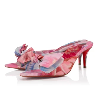 Mulazee – 60-mm-Pantoletten – Chinesischer Stoff mit Pfingstrosenprint – Mehrfarbig – Damen