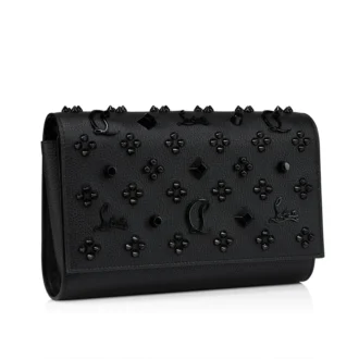 Paloma – Clutch – genarbtes Kalbsleder und Spikes Loubinthesky – Schwarz