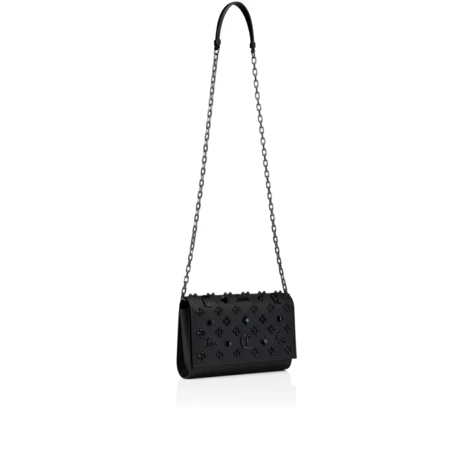 Paloma – Clutch – genarbtes Kalbsleder und Spikes Loubinthesky – Schwarz