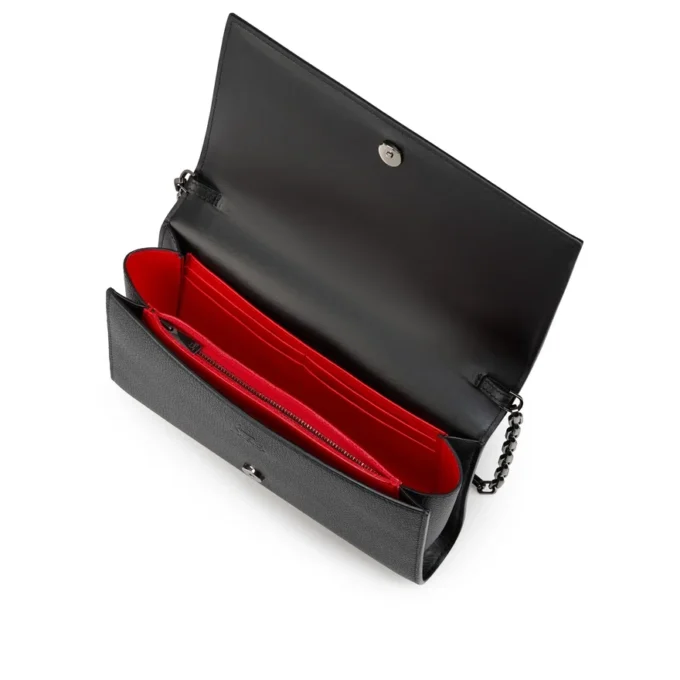Paloma – Clutch – genarbtes Kalbsleder und Spikes Loubinthesky – Schwarz
