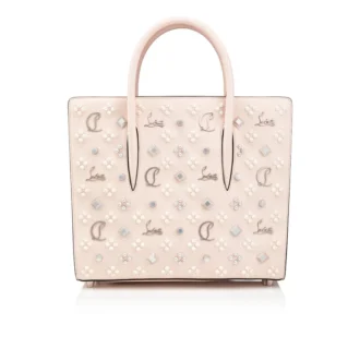 Paloma Medium – Tasche mit Henkel – genarbtes Kalbsleder und Loubinthesky-Spikes – Leche