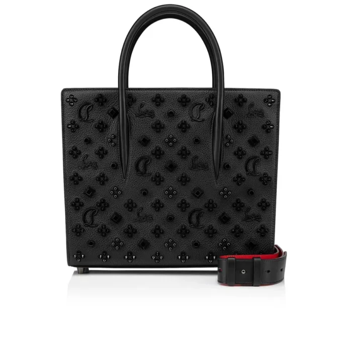 Paloma Medium – Tasche mit Henkel – genarbtes Kalbsleder und Louboutin-typische Nieten – Schwarz Paloma Medium – Tasche mit Henkel – genarbtes Kalbsleder und Louboutin-typische Nieten – Schwarz
