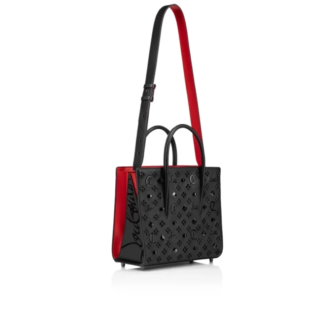 Paloma Medium – Tasche mit Henkel – genarbtes Kalbsleder und Louboutin-typische Nieten – Schwarz Paloma Medium – Tasche mit Henkel – genarbtes Kalbsleder und Louboutin-typische Nieten – Schwarz