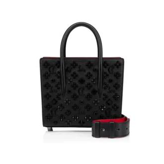 Paloma Mini – Tasche mit Henkel – genarbtes Kalbsleder und Spikes „Loubinthesky“ – Schwarz