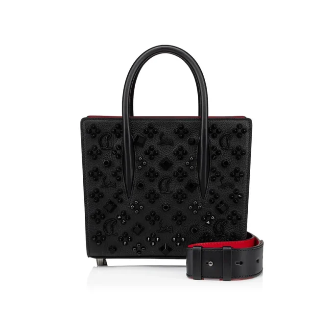 Paloma Mini – Tasche mit Henkel – genarbtes Kalbsleder und Spikes „Loubinthesky“ – Schwarz Paloma Mini – Tasche mit Henkel – genarbtes Kalbsleder und Spikes „Loubinthesky“ – Schwarz