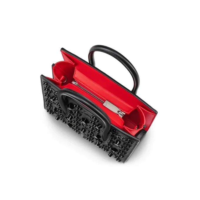 Paloma Mini – Tasche mit Henkel – genarbtes Kalbsleder und Spikes „Loubinthesky“ – Schwarz Paloma Mini – Tasche mit Henkel – genarbtes Kalbsleder und Spikes „Loubinthesky“ – Schwarz