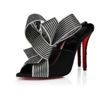 Pellicola – 100-mm-Sandalen – Lamm-Nappaleder, Krepp-Satin und Mesh – Schwarz – Damen Pellicola – 100-mm-Sandalen – Lamm-Nappaleder, Krepp-Satin und Mesh – Schwarz – Damen
