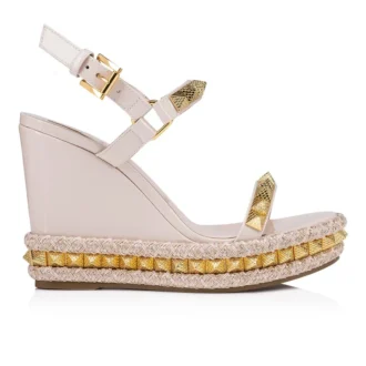 Pyraclou – 110-mm-Espadrilles – Lackkalbsleder – Leche – Damen