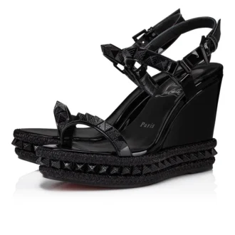 Pyraclou – 110-mm-Espadrilles – Lackkalbsleder – Schwarz – Damen