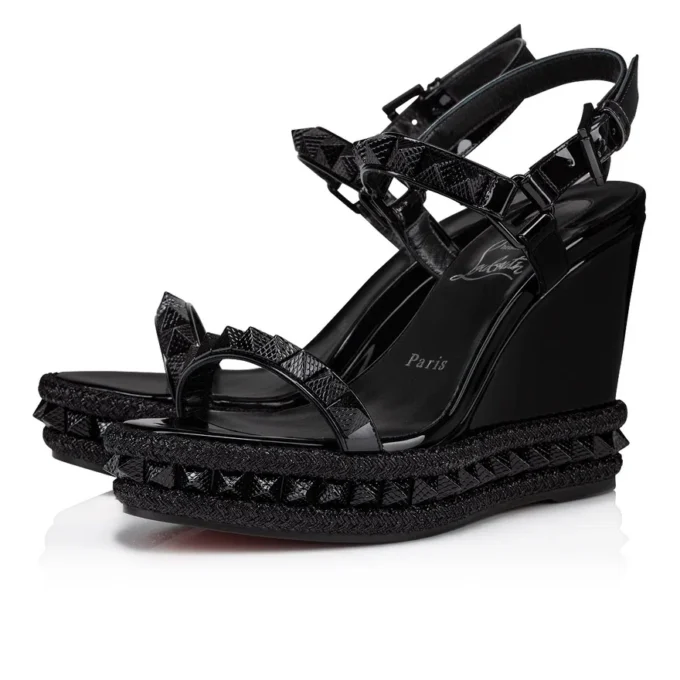 Pyraclou – 110-mm-Espadrilles – Lackkalbsleder – Schwarz – Damen Pyraclou – 110-mm-Espadrilles – Lackkalbsleder – Schwarz – Damen