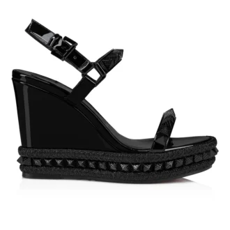 Pyraclou – 110-mm-Espadrilles – Lackkalbsleder – Schwarz – Damen