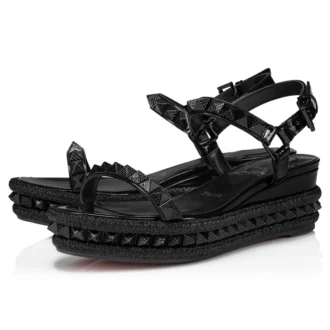 Pyraclou – 60-mm-Espadrilles – Lackkalbsleder – Schwarz – Damen