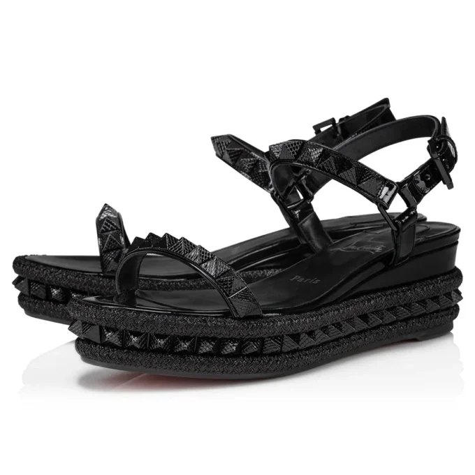 Pyraclou – 60-mm-Espadrilles – Lackkalbsleder – Schwarz – Damen Pyraclou – 60-mm-Espadrilles – Lackkalbsleder – Schwarz – Damen