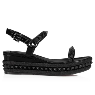 Pyraclou – 60-mm-Espadrilles – Lackkalbsleder – Schwarz – Damen