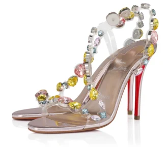 Rosa Z Jewel – 100-mm-Sandalen – TPU, Strass und laminiertes Kalbsleder – Leche – Damen