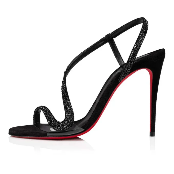 Rosalie Strass – 99 mm Sandalen – Wildleder und Strass – Schwarz – Damen Rosalie Strass – 99 mm Sandalen – Wildleder und Strass – Schwarz – Damen