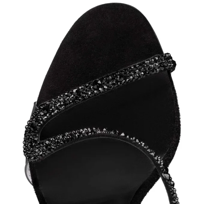 Rosalie Strass – 99 mm Sandalen – Wildleder und Strass – Schwarz – Damen Rosalie Strass – 99 mm Sandalen – Wildleder und Strass – Schwarz – Damen