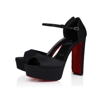 Sandaloo Red Carpet – 130 mm Riemchenpumps – Krepp-Satin – Schwarz – Damen