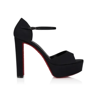 Sandaloo Red Carpet – 130 mm Riemchenpumps – Krepp-Satin – Schwarz – Damen