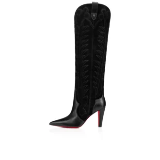 Santia Botta – 85-mm-Stiefel – Kalbsleder und Veau Velours – Schwarz