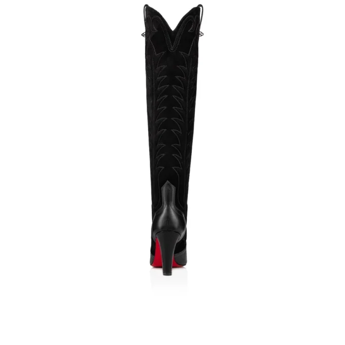Santia Botta – 85-mm-Stiefel – Kalbsleder und Veau Velours – Schwarz Santia Botta – 85-mm-Stiefel – Kalbsleder und Veau Velours – Schwarz