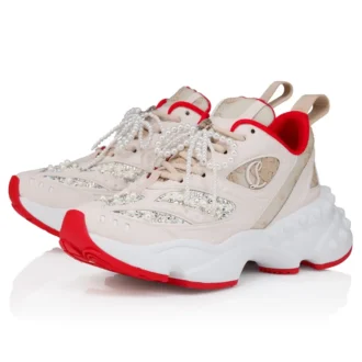 So Flo Perla – Laufsneaker – Laminiertes Kalbsleder, Strass und Perlen – Pearl – Damen