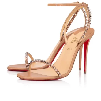 So Me – 100 mm Riemchensandalen – Kalbsleder und Spikes – Blush – Damen