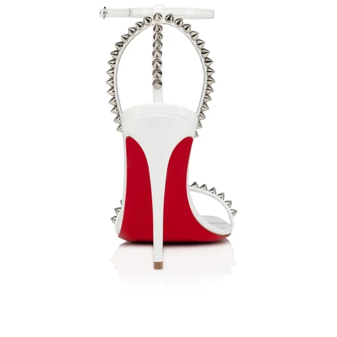 So Me – 100 mm Riemchensandalen – Lackkalbsleder und Spikes – Bianco – Damen So Me – 100 mm Riemchensandalen – Lackkalbsleder und Spikes – Bianco – Damen