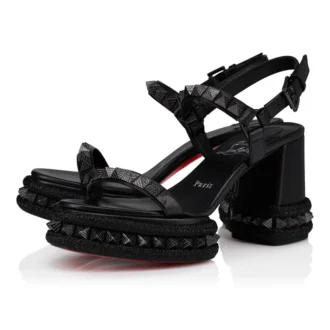 Superaclou – 85 mm Riemchensandalen – Lamm-Nappaleder – Schwarz – Damen