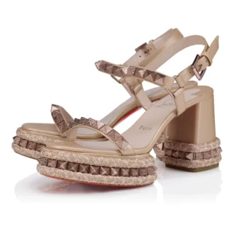 Superaclou – 85-mm-Riemchensandalen – Perlglanz-Nappaleder – Leche – Damen