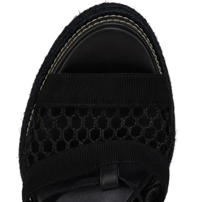 Toledissima – 130 mm Espadrilles – Mesh und gewachstes Kalbsleder – Schwarz – Damen Toledissima – 130 mm Espadrilles – Mesh und gewachstes Kalbsleder – Schwarz – Damen