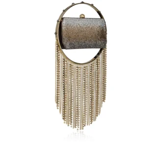 Trapeze – Clutch – Wildleder und Strass – Mehrfarbig